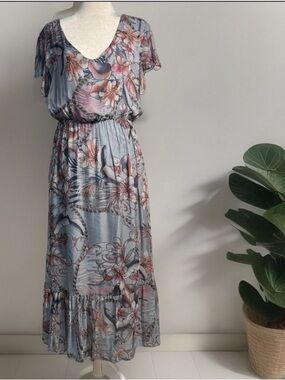 Elana Baldi Floral Midi Dress Made in Italy, Floral Lilies, Wedding Guest